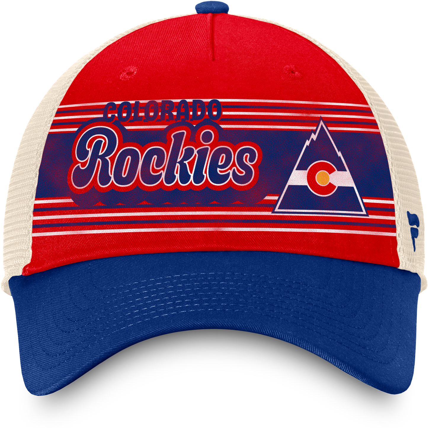 Red White and Blue Colorado Rockies Hat with CO Alternate Logo, with blue bill