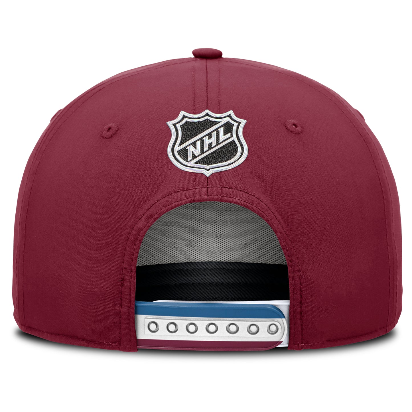 The 2025 Draft Colorado Avalanche hat in burgundy, showcasing the NHL logo above back opening.