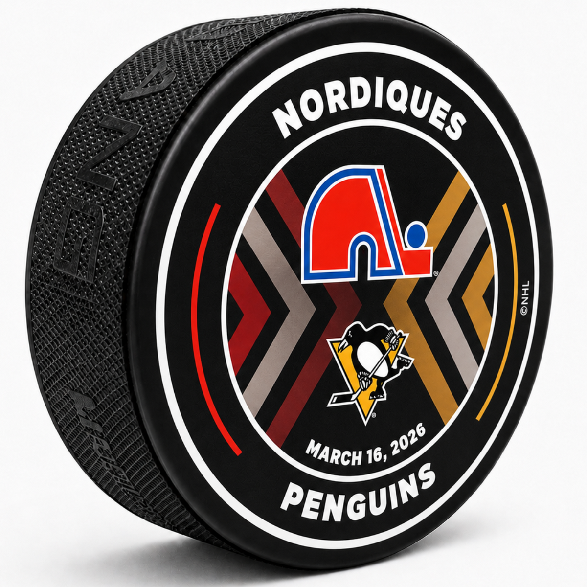 Colorado Avalanche Heritage Nordiques VS Penguins Matchup Puck