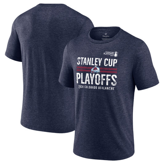 2024 Avalanche Playoff Crossbar Tee Front  & Back Navy