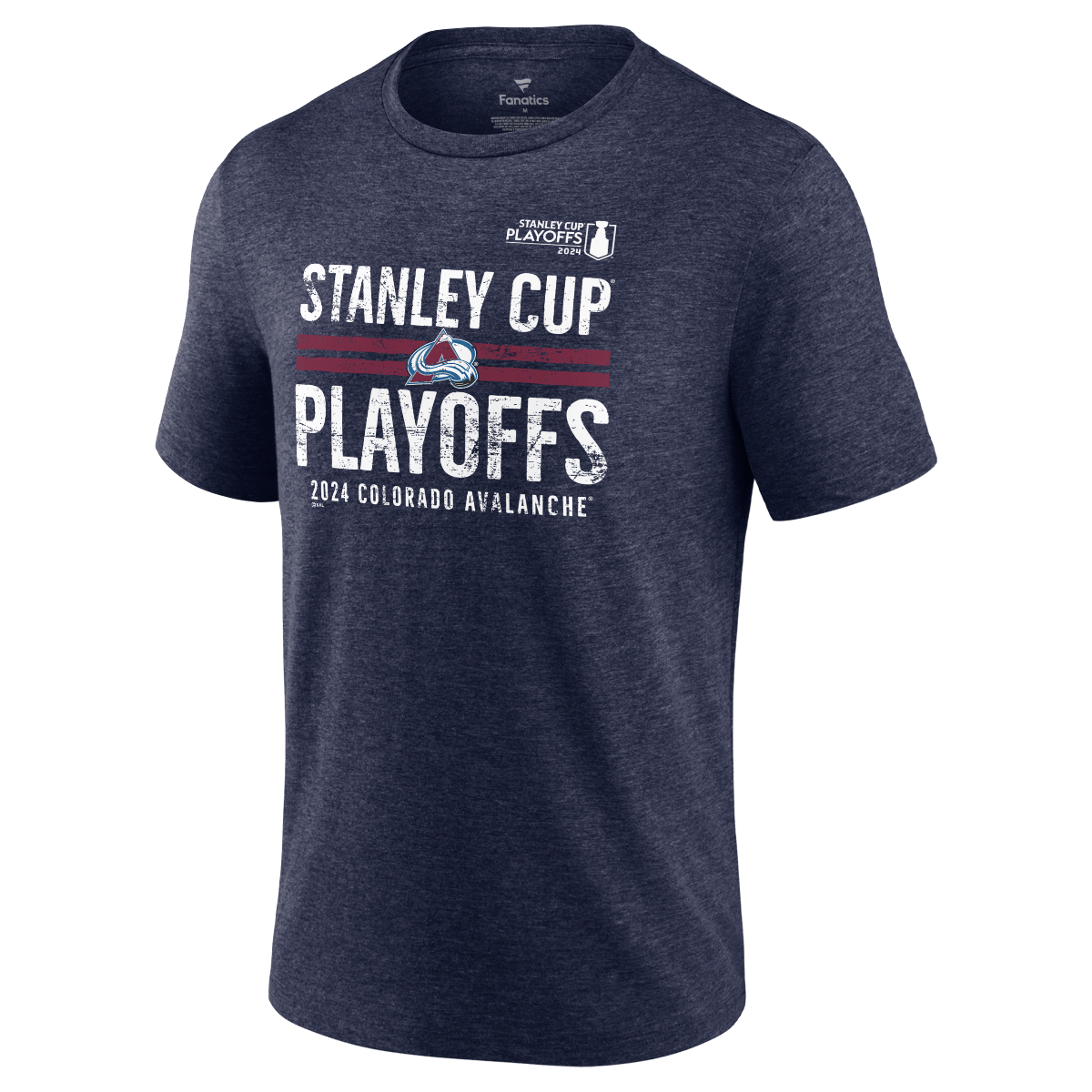 2024 Avalanche Playoff Crossbar Tee Front Navy