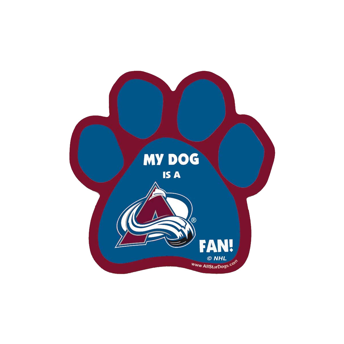 Colorado Avalanche Dog Paw Car Magnet