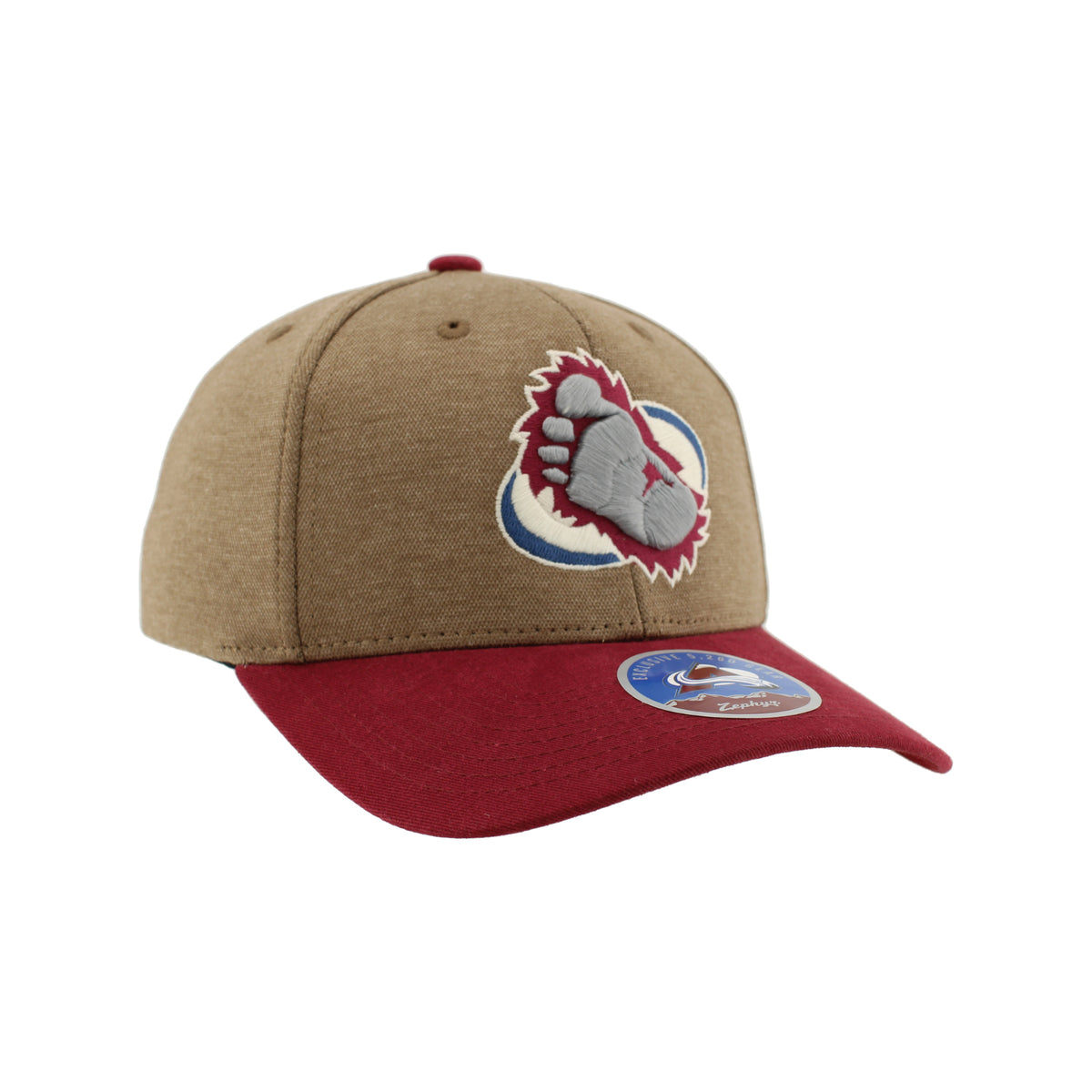 Walnut and burgundy cap with Foot logo on a white background