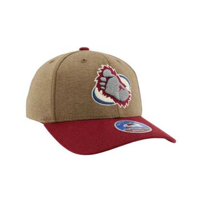 Walnut and burgundy cap with Foot logo on a white background