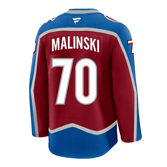 Burgundy jersey with 'Malinski' and number '70' on a white background