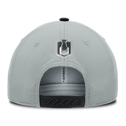 Back view of a Colorado Avalanche Hat, featuring an NHL Stanley Cup shield logo above the snapback opening and a black closure