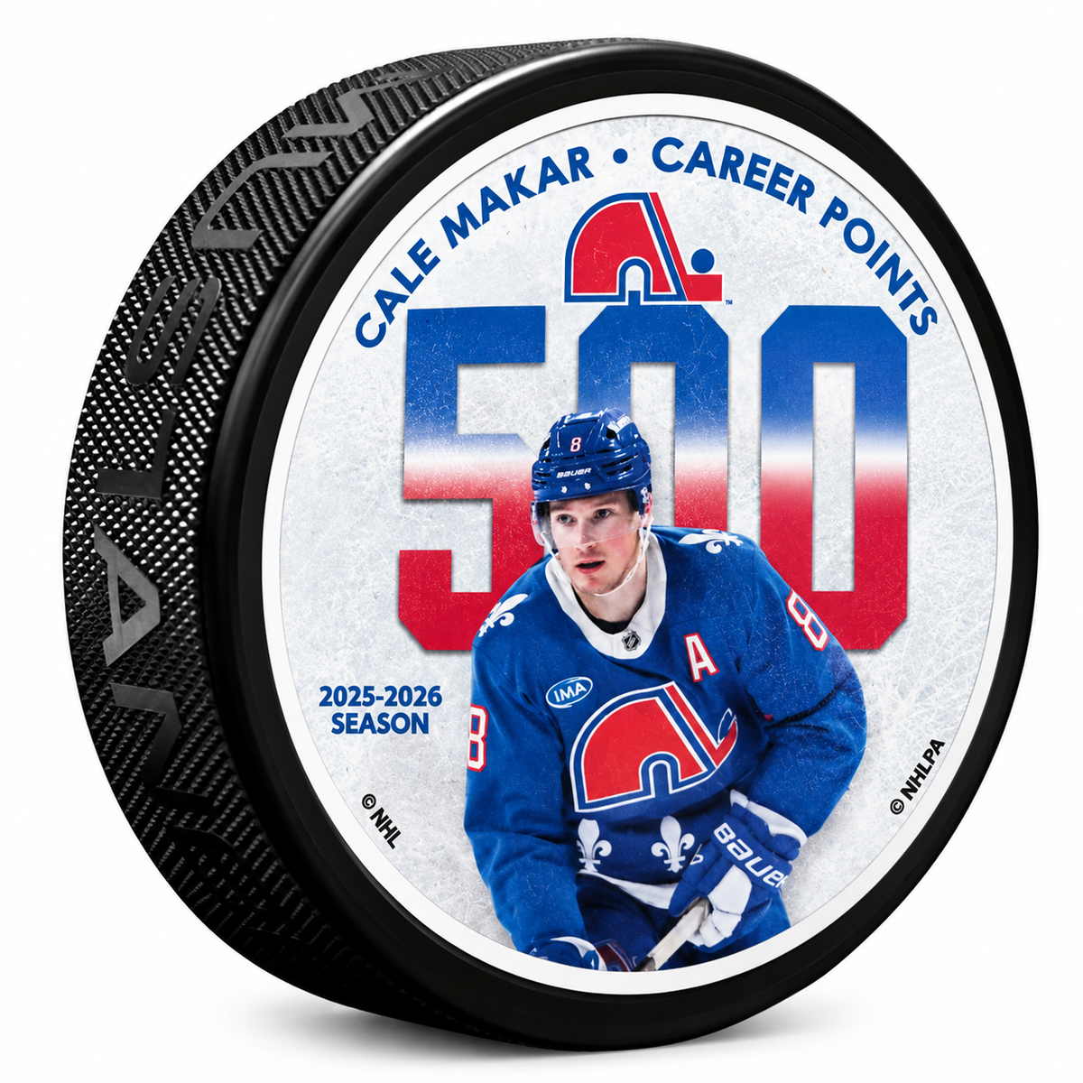 Colorado Avalanche Cale Makar 500 Career Points Puck
