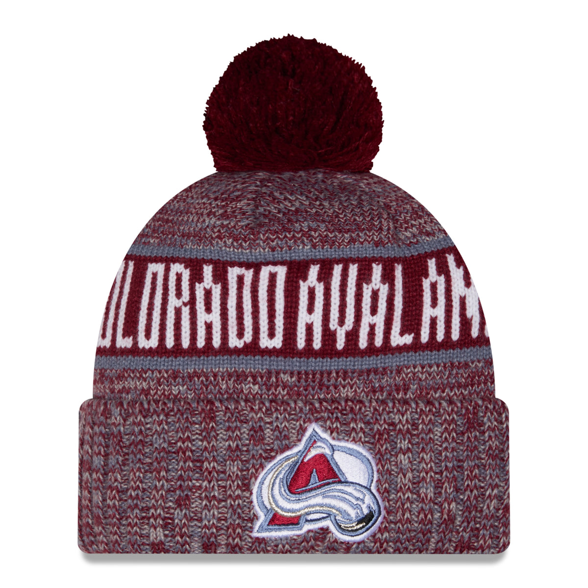 Colorado Avalanche New Era Tricolor Pom Knit Hat