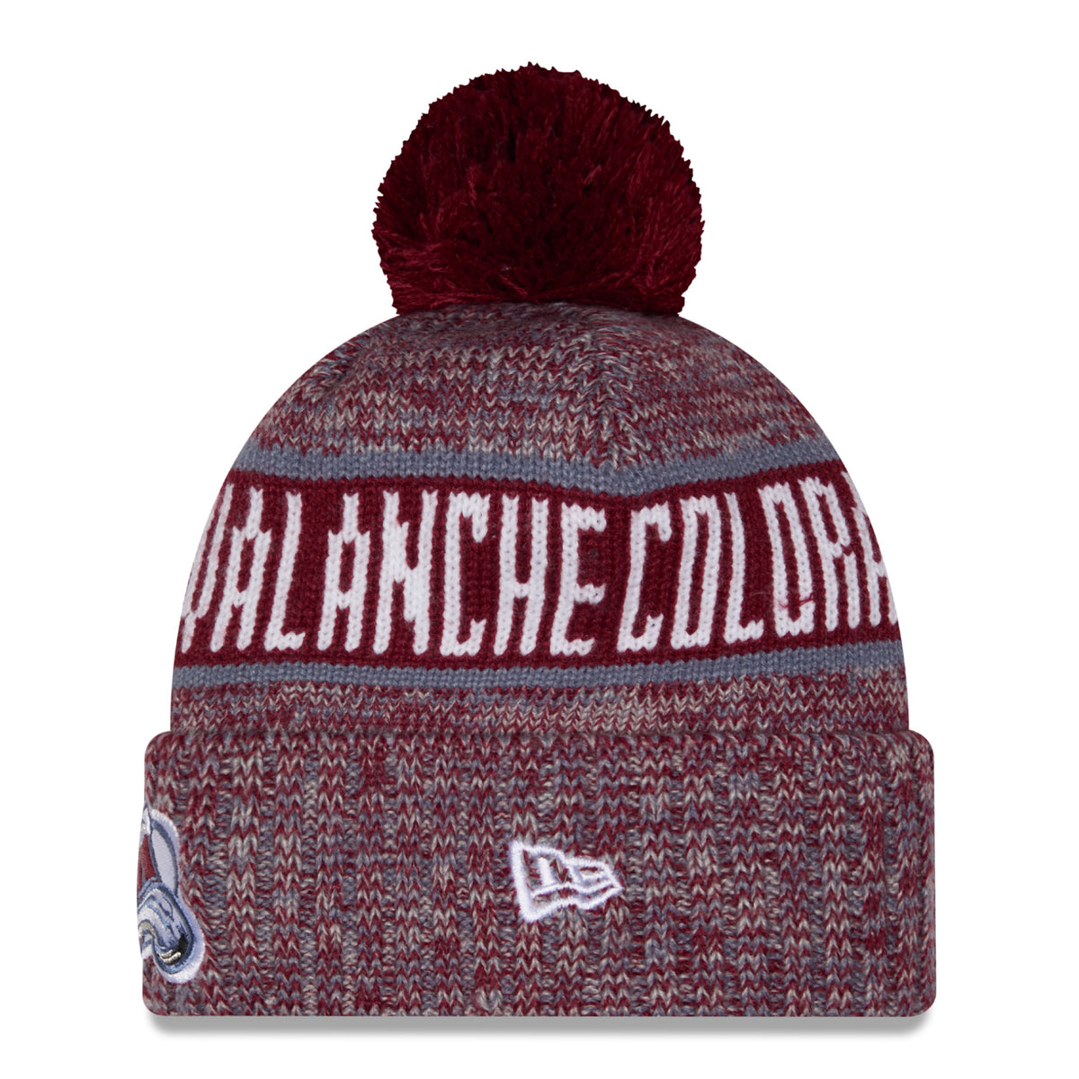 Colorado Avalanche New Era Tricolor Pom Knit Hat