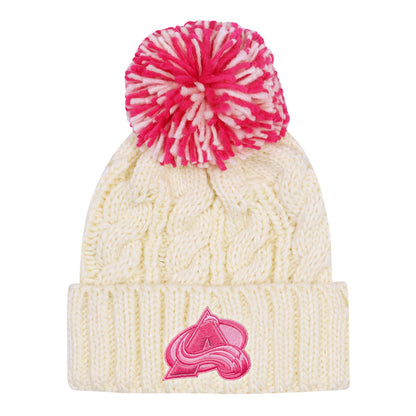 Girls Colorado Avalanche Off White Knit Hat