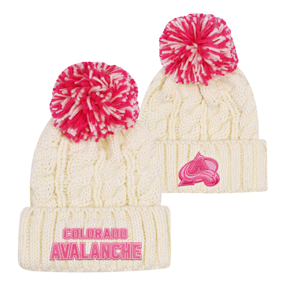 Girls Colorado Avalanche Off White Knit Hat