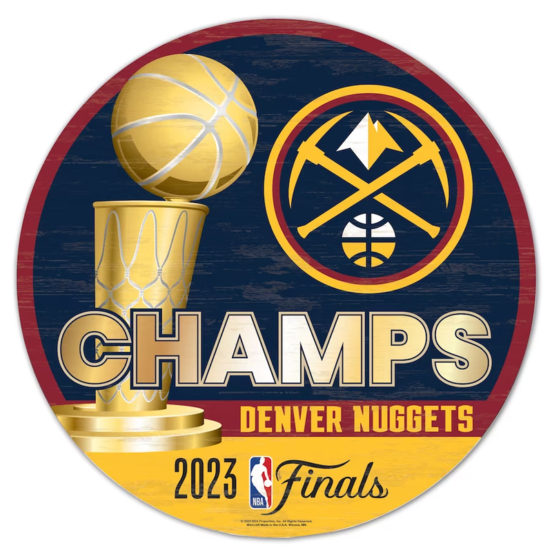 2023 Nuggets NBA Champs 14" Round Wood Sign