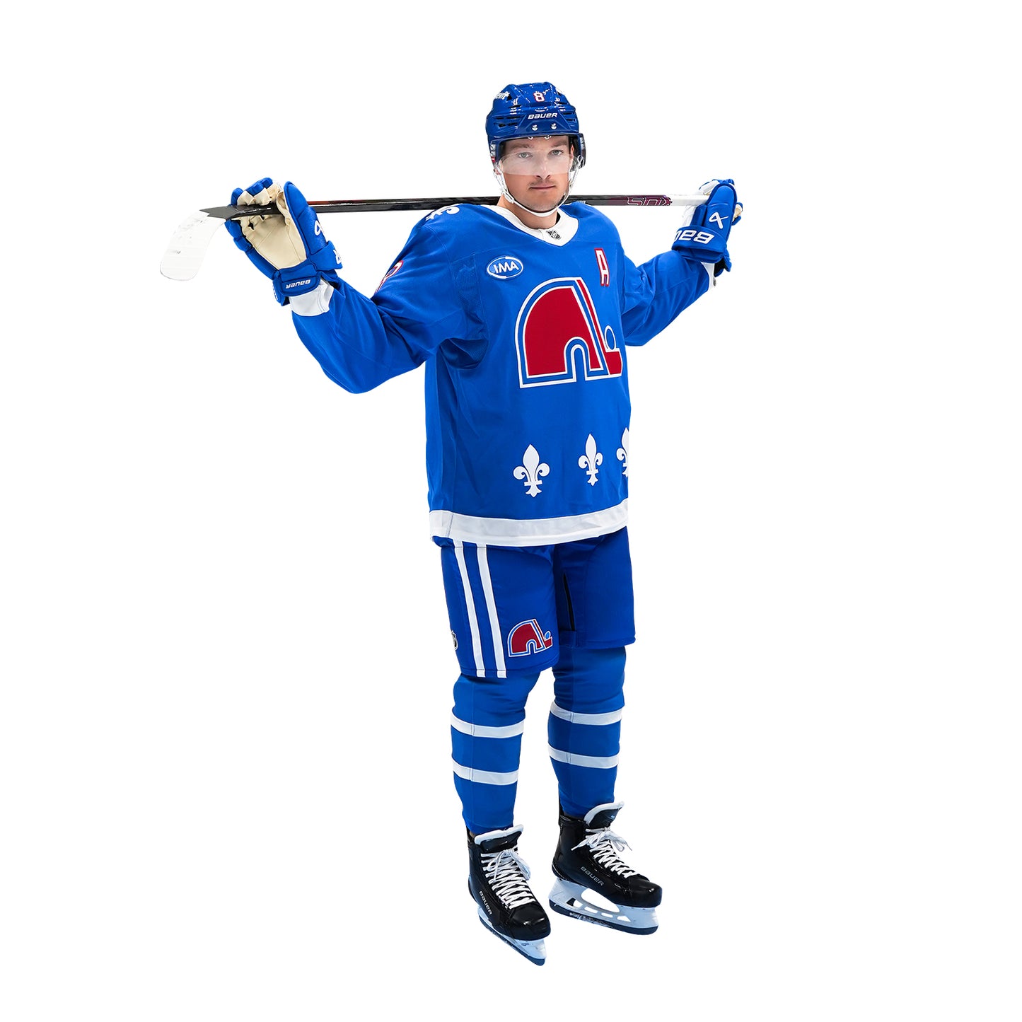 #8 Cale Makar Colorado Avalanche Heritage Premium Jersey In Blue - Front View On Cale Makar